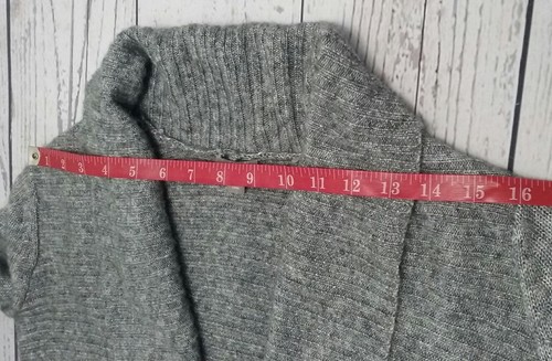 Cárdigan suéter Jill gris cuello chal frente abierto dobladillo asimétrico para mujer XS - Imagen 8 de 11