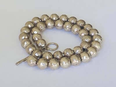 Heavy Vintage Hammered Sterling Silver 12MM Ball Bead Chain