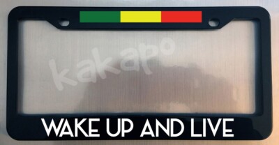 Wake Up And Live Bob Marley Black Metal License Plate Frame