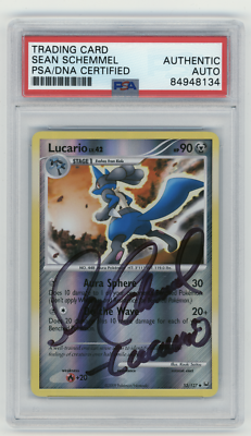 PSA Signed Sean Schemmel Pokémon TCG Lucario Platinum 53/127