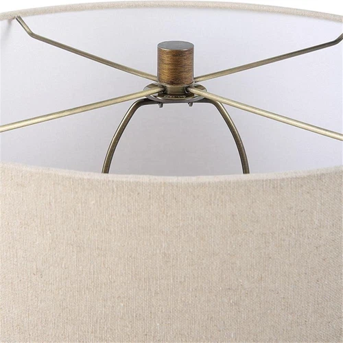 Uttermost Baltic 1-Light Glass & Fabric Table Lamp in Light Beige/Rustic Bronze - Picture 6 of 7