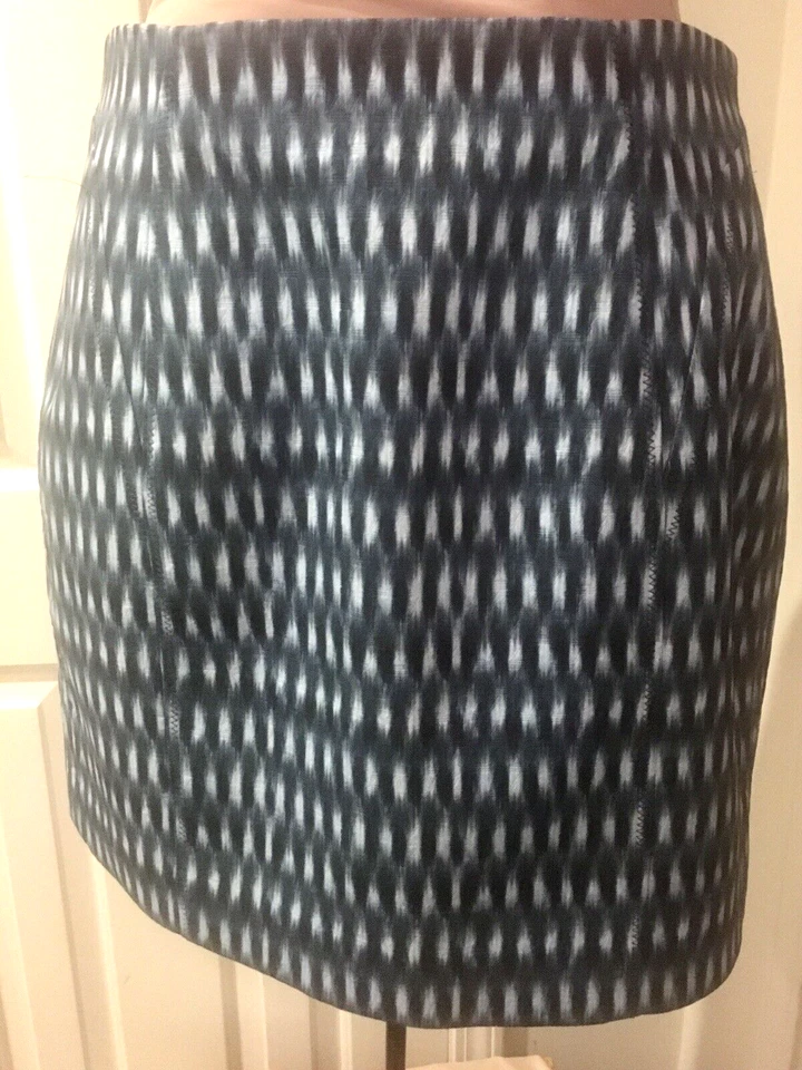 Saia Barney’s NY O’2ND azul marinho tamanho 10 xadrez abstrato azul marinho feminina nova com etiquetas - Imagem 4 de 4