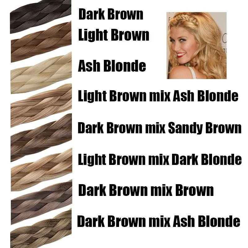 Diadema trenzada trenzada gruesa de una pieza con banda para el cabello extensiones de cabello gruesas Foto 2 de 4