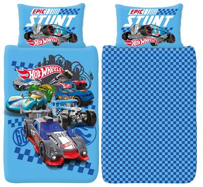 Hot Wheels Einzel Bettbezug Episches Stunt-Design Offizielles Wendebettwäsche-Set