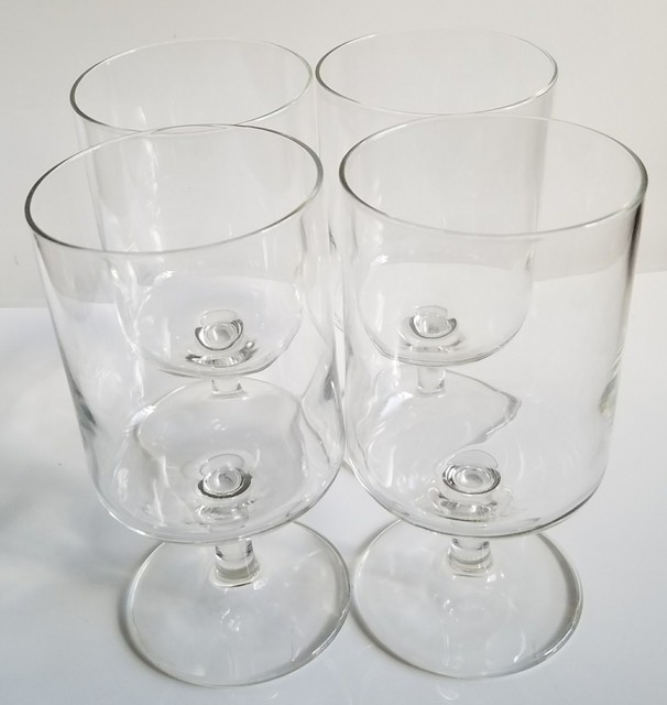Set of 4 Clear Glass Stemmed Drink Water Glasses 5.5" EUC eBay