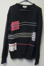 Mens Izod Club Long Sleeve Sweater Size Large Black Grey Ivory Mauve