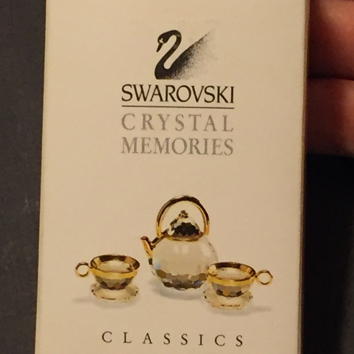 SWAROVSKI Swan Signed Crystal Memories Teapot And Two Teacups Set