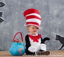 NWT POTTERY BARN KIDS 4-6 4/5/6 DR SUESS CAT IN THE HAT COSTUME TREAT BAG