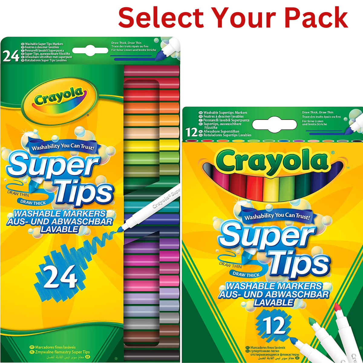 24 CRAYOLA Washable Markers Felt Tips Colouring Pens Art School Fine Brush  Paint
