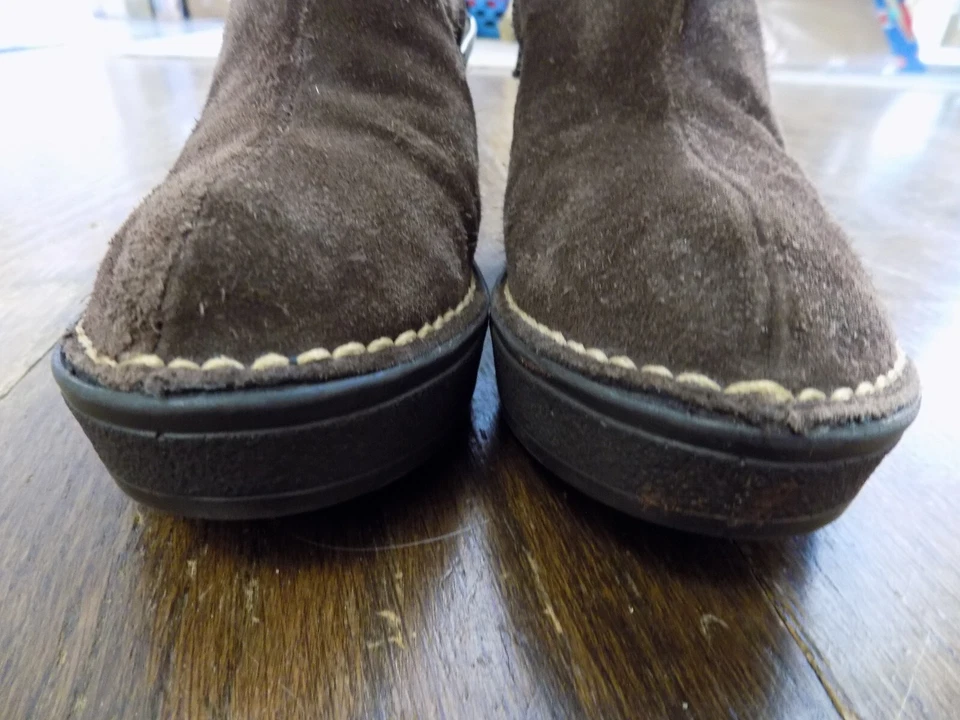 Botas Pons Quintana EU 35 US 5 Marrón Gamuza Cuña 3" Tacón Con cordones Atar Atrás Acento Foto 4 de 4