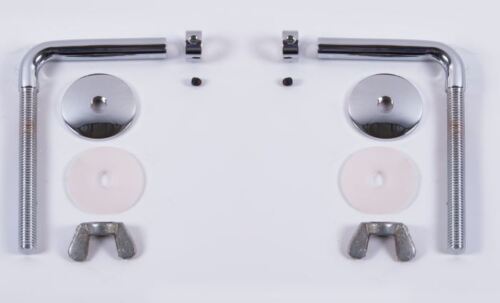 Ensemble de charnières de siège de toilette tige chrome brillant en forme de L avec kit de fixation - Photo 1/3