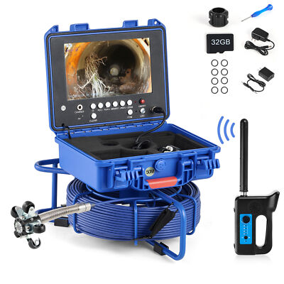 9'' Self-Leveling Sewer Camera w 512Hz Locator 165ft Counter 12 LED Lights 32GB