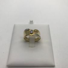 ANELLO da Donna fascia stretta con ZAFFIRO BLU, diamanti e oro giallo 18 KT RE17
