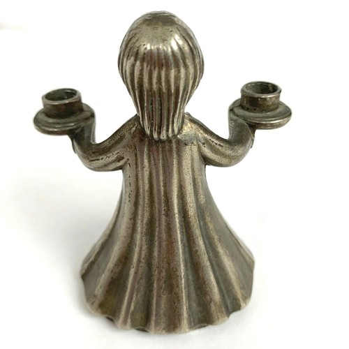 Angel Choir Girl Mini Candle Holder Silver Plated Italy Christmas Vintage Decor - Picture 2 of 5