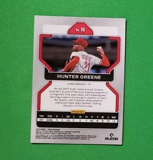 NEW 2022 Panini Prizm Hunter Greene RC ROOKIE #88 Cincinatti Reds