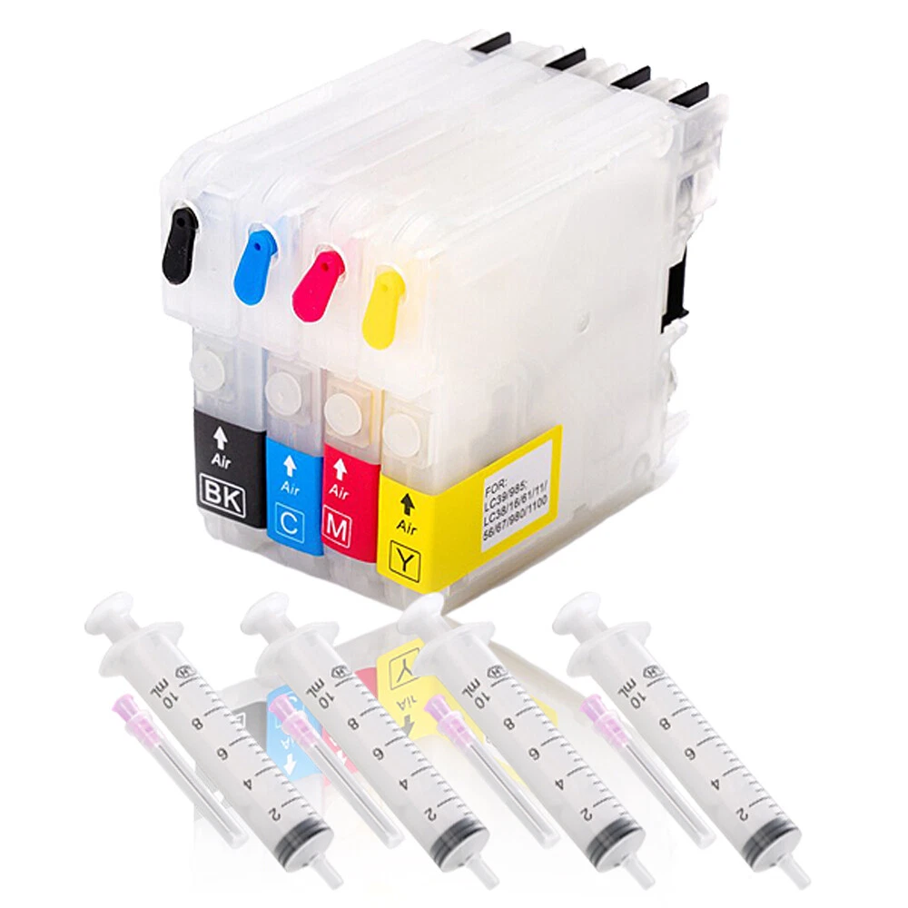 Vhbw Cartucce Vuote Ricaricabili Compatibili Brother MFC-J6510DW, MFC-J6710, MFC-J6710DW – Set 4 Colori (C, M, Y, K) Per CISS - 3
