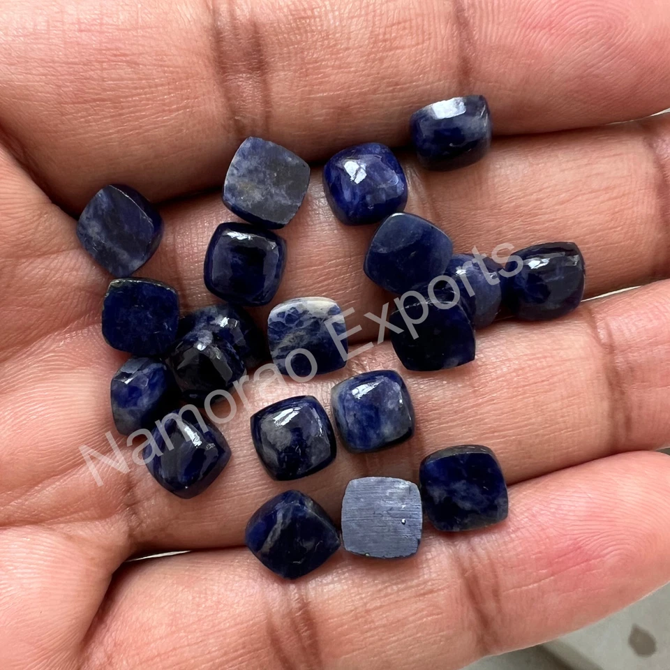 Natural Sodalite Cushion 8x8 mm to 20x20 mm Cabochon Loose Gemstone Lot - Image 3 of 4