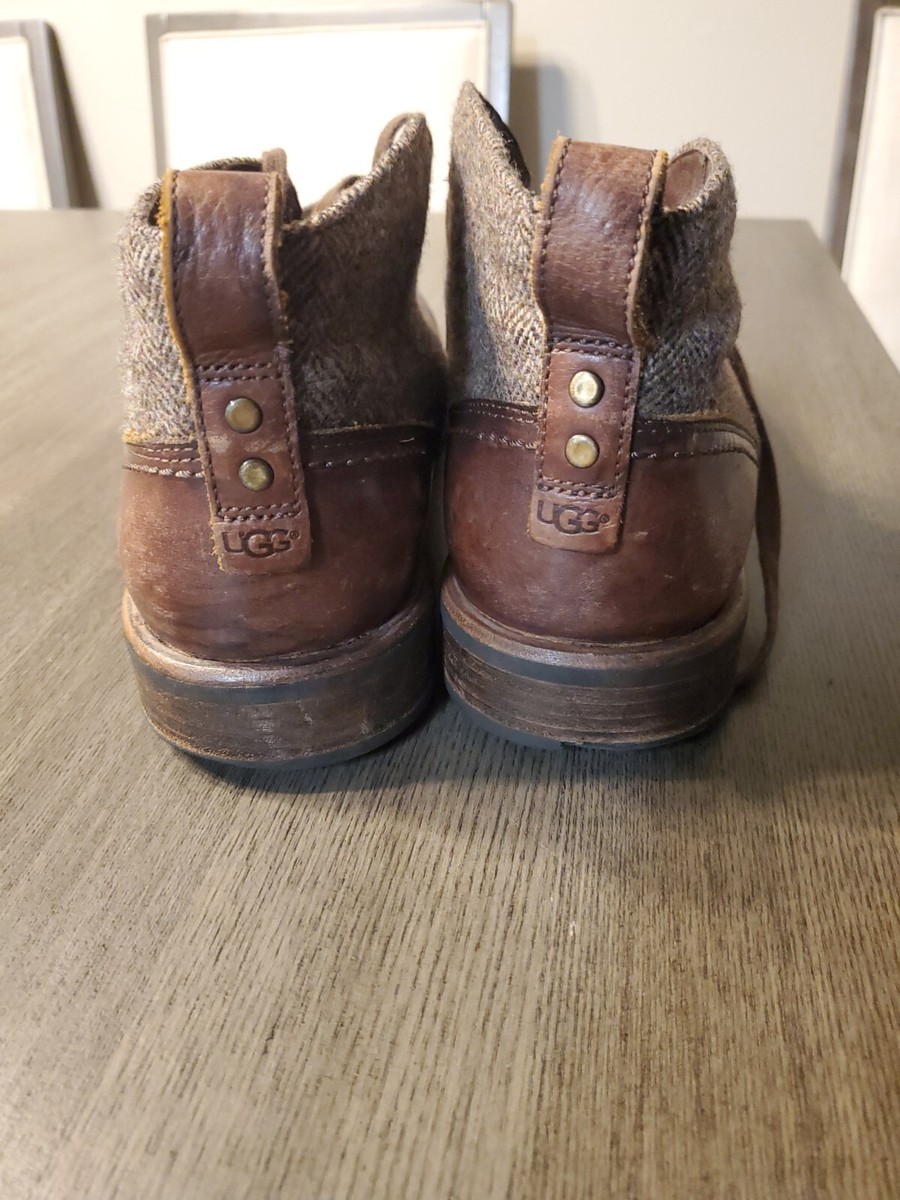 UGG Boots Brown Brompton Tweed Grizzly Leather Chukka Ankle  display picture 2