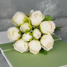 10 Stems Dried Look Rose Bouquet - White  Artificial Flower  Home Decoration