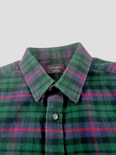 UNTUCKit Men’s Large Green Tartan Plaid Shirt Long Sleeve Button Down Cotton