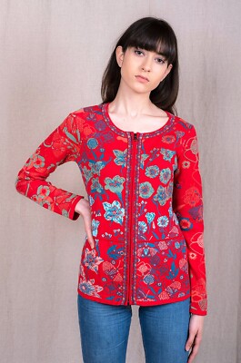 KOOI Jacke Mantel (Bio) Baumwolle rot red organic Zipper cotton Caspe