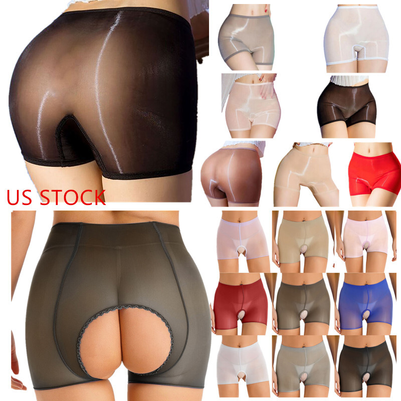Sheer Mesh Crotchless Panties Stretchy Boxer Briefs for Women
