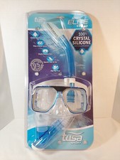 Tusa Sport Adult Elite Series Snorkel and Mask Set - New - Blue  Clear