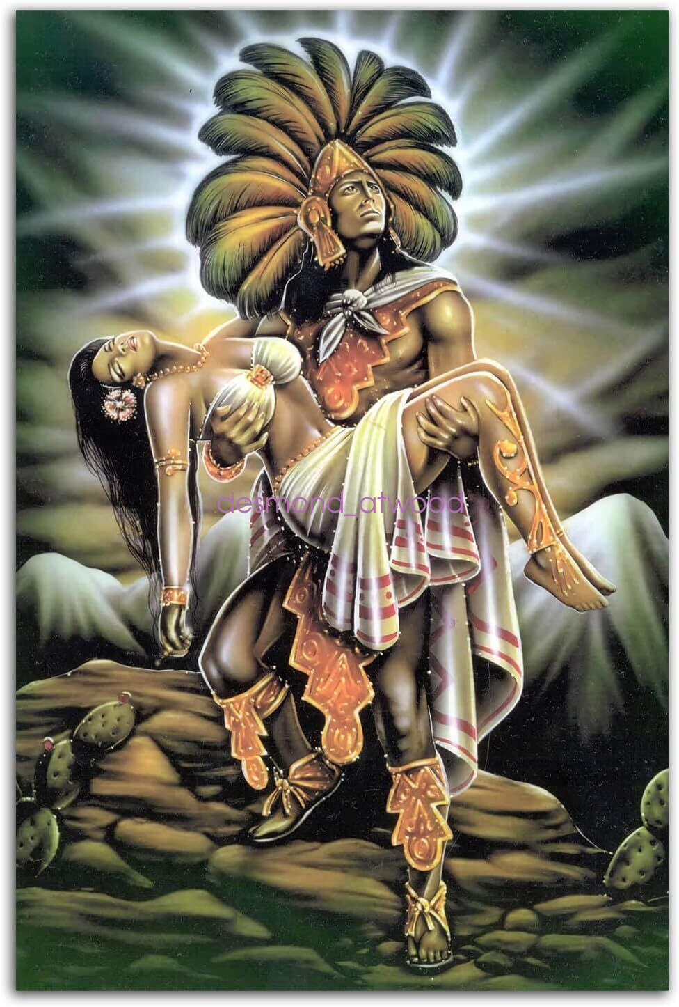 Female Aztec Warrior Poster Wall Art Picture Print Canvas Art Painting Poster