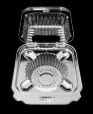 Contenedor con abrazadera para magdalenas con bisagras transparentes de una sola cavidad Ramekin