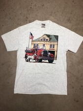 Vintage 90s t shirt single stitch firefighter fire department medium Dalmatian