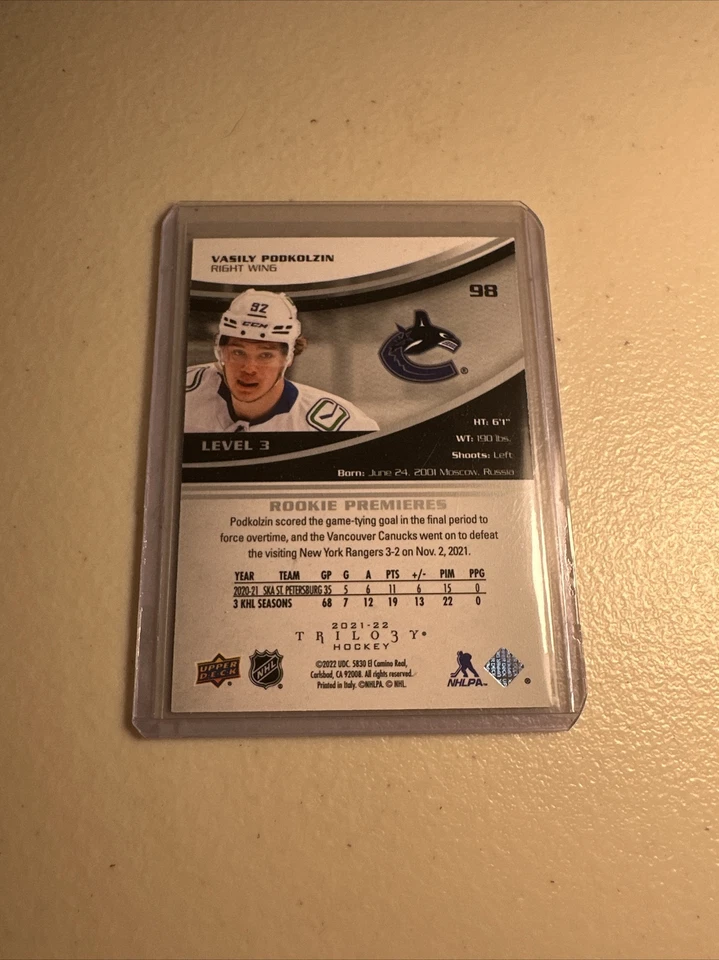 2021-22 UD Extended Series Trilogy Level 3 Vasily Podkolzin #/299 Canucks!!!🔥🔥 - Image 2 of 2