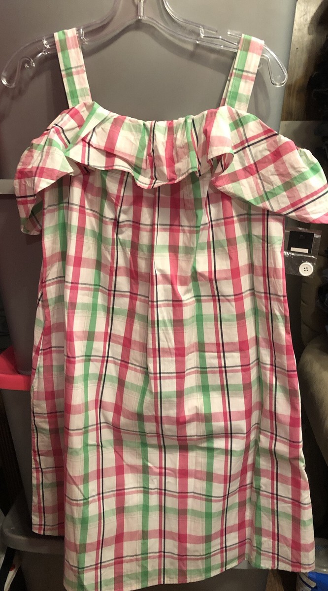 crown and ivy pink and green dress Crown & Ivy Green White Pink Greek Key Point Sleeve Mini Dress 8P Petite Medium