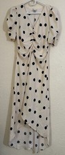 Women's Crepe Short Sleeve Midi Dress - A New Day - Beige Polka Dots, Sz S