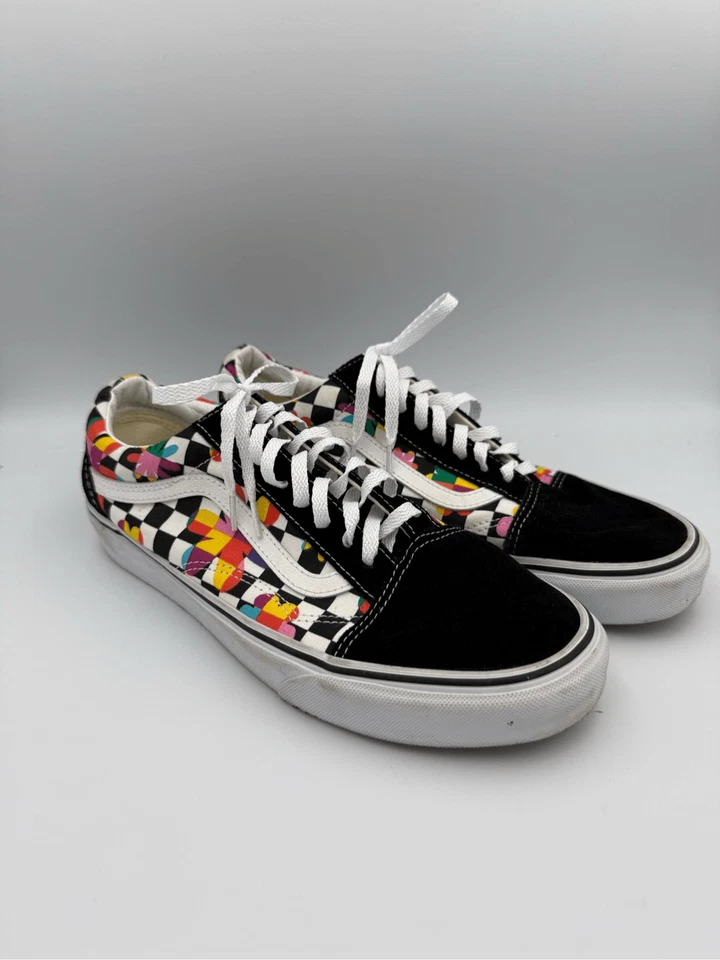 Vans Para Hombres Negro Old Skool Floral Cuadros Parte Superior Baja Skate Tenis Zapatos Talla 9 Foto 4 de 4