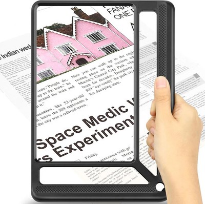 5X Full Page Magnifying Glass for Reading, Lightweight Rectangular Magnifier Pro