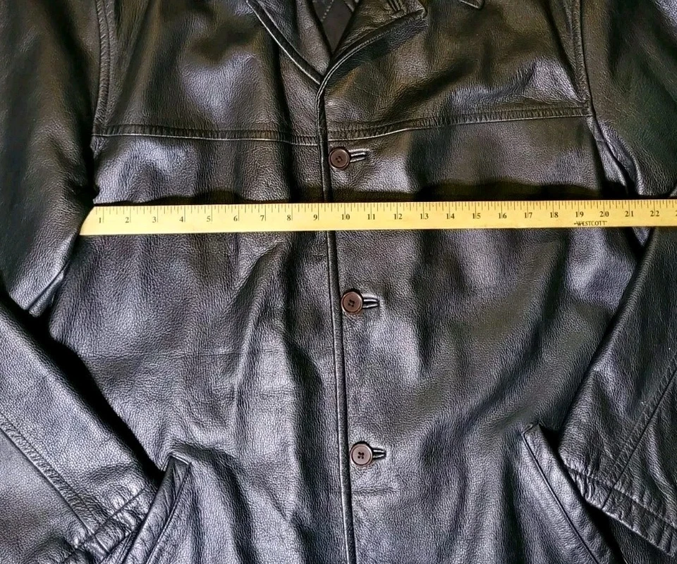 Jaqueta de Couro Paradox Masculina Alta Extra Grande Preta Bolso Pesado Totalmente Forrada Botão Frontal* - Imagem 4 de 4