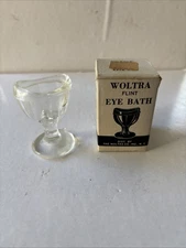 Vintage WOLTRA 45 B Flint Eye Bath Clear Glass Cup in Original Box