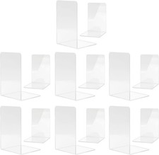7 Pairs Clear Acrylic Bookends, MSDADA Plastic Acrylic Book Ends for Shelves