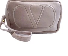 VALENTINO BEAUTY Small Nude Velvet Pouch Makeup Wristlet Travel Bag Clutch NEW