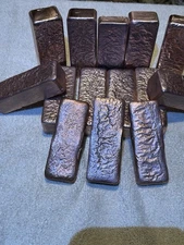 Small Copper Bars Totaling 10 Lbs + Usually 5-9 Bars Hand Poured, Buillion 99.99