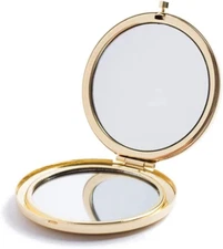 Gold Magnifying Compact Mirror for Purse - 1x/2x Magnification Travel Makeup Mir