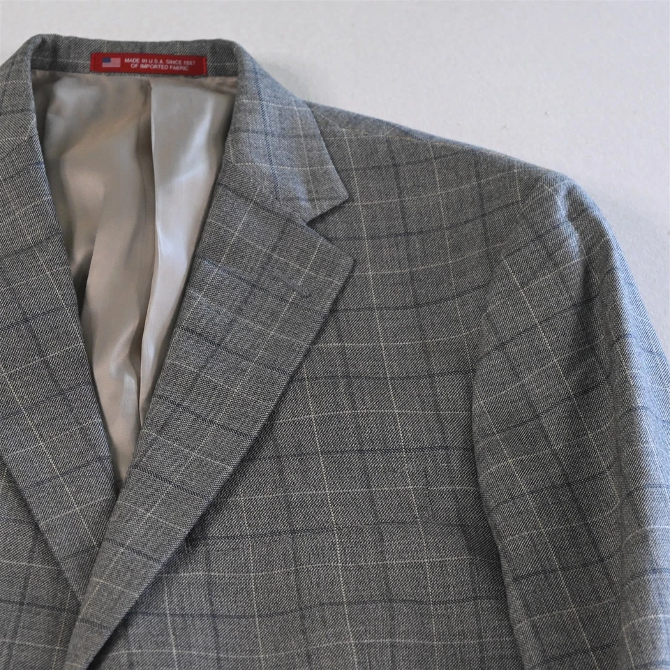 Blazer Traje Chaqueta Abrigo Deportivo Hart Shaffner Marx 42R Gris Cuadros EE. UU. Lana Foto 2 de 4