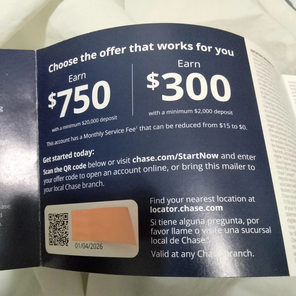 CHASE BANK for BUSINESS CHECKING $750 BONUS COUPON EXP 1/4/2026 PROMO COUPONS - Image 4 of 4