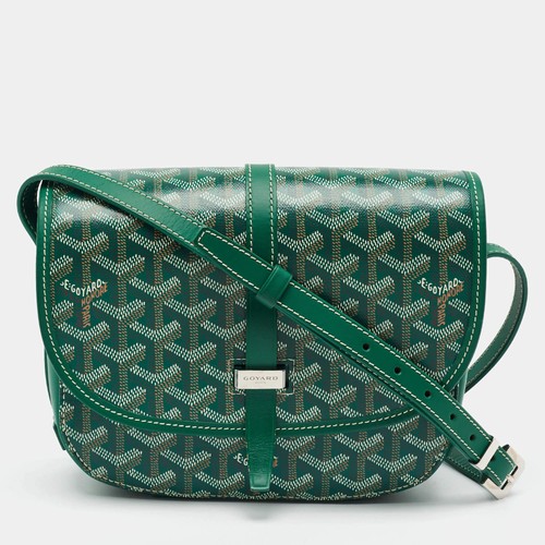 Goyard Belvedere II PM Green Goyardine Coated Canvas and Leather Saddle Bag