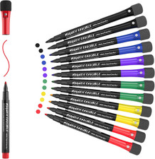 Magnetic Dry Erase Markers Fine: 12 Count 6 Colors Erasable Whiteboard Markers F