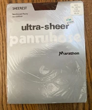 Vintage Sheerest Ultra Sheer Pantyhose Marathon Coffee Average Sandalfoot