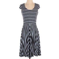 Loft Blue Striped Cap Sleeve Fit & Flare Dress Womens XXS Casual Classic Mini