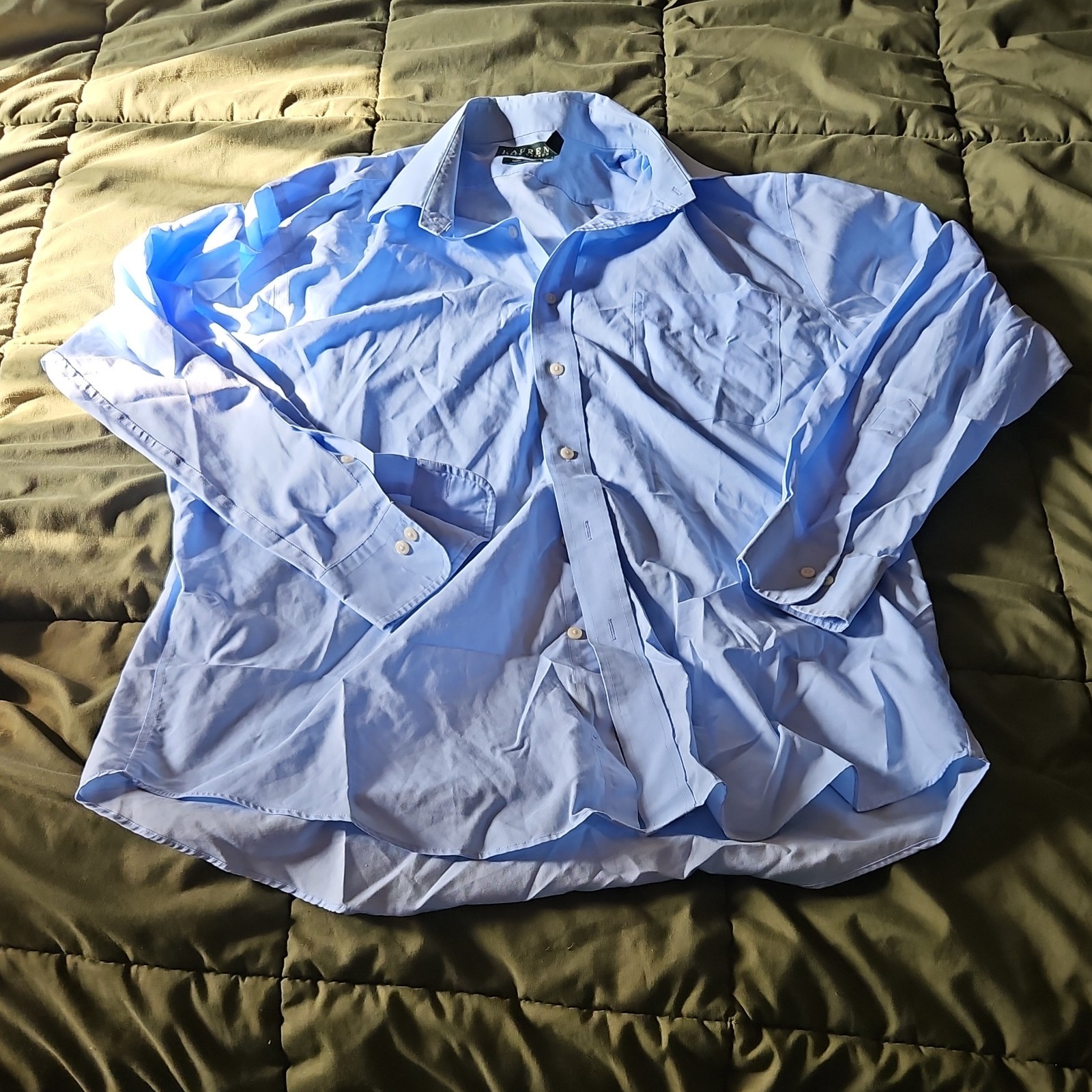 Lauren Ralph Lauren Blue Cotton Men's Dress Shirt large/17.5 34/35 Non-Iron