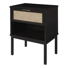 New Pacific Direct Caine Rattan Nightstand/ Side Table in Black