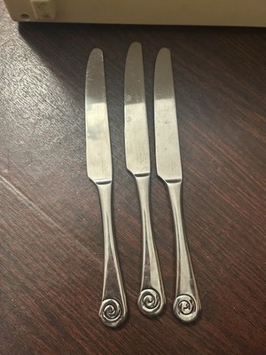 Lot Of 3 Helmick Robert Welsh Ammonite 18/8 Dinner Knives V